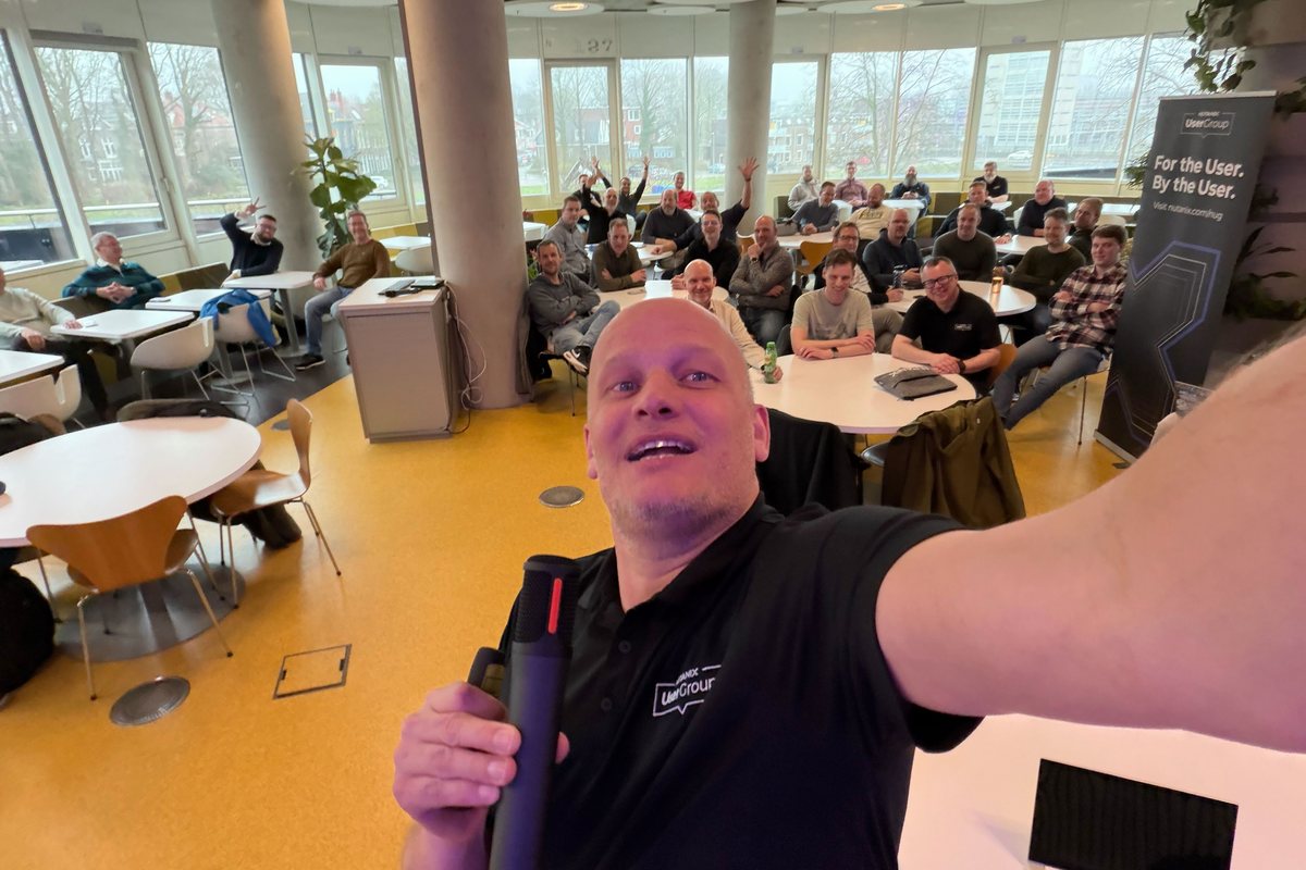 Selfie of Jeroen with the audience of the Nutanix User Group Netherlands at DUO in Groningen