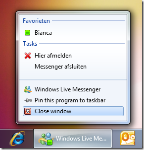 how to remove windows messenger from taskbar