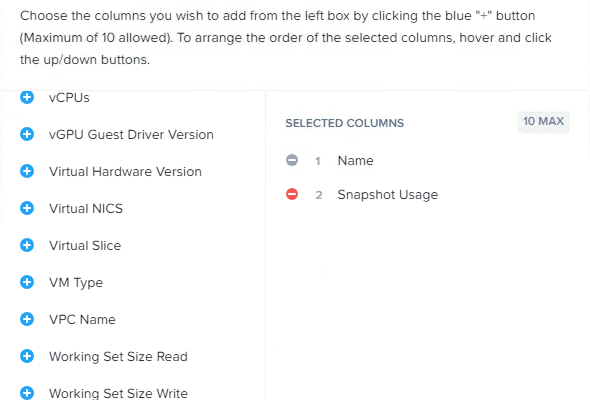 Get Snapshot sizes in Prism Central