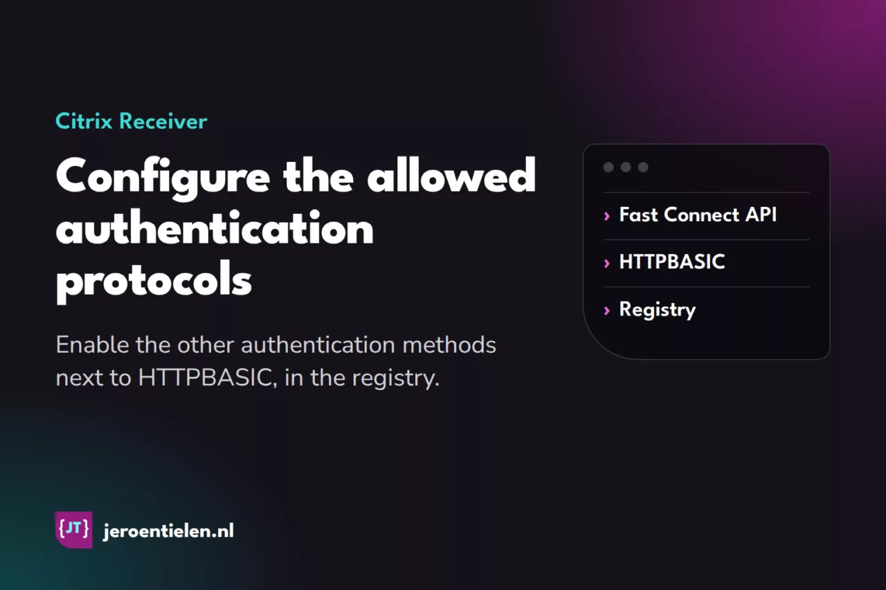 Configure Citrix Receiver allowed authentication protocols