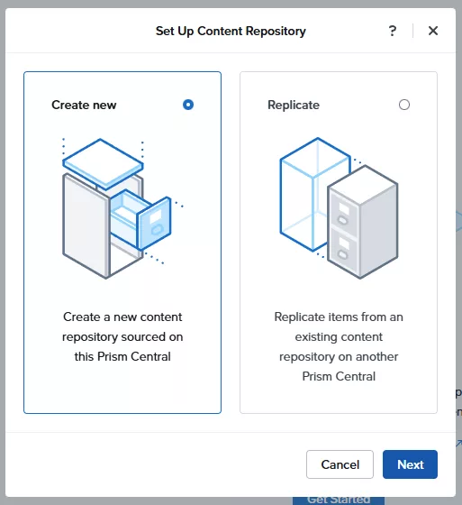 Set Up Content Repository: Create new or Replicate